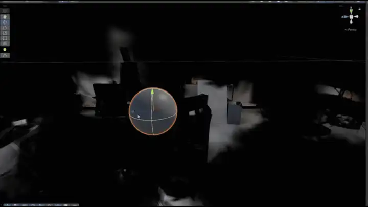 Unity에서 포인트 라이트를 움직이며 Gaussian Splatting 장면의 그림자를 확인하는 모습